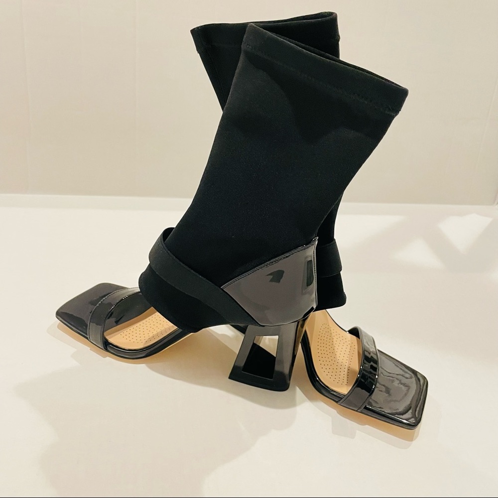 AZALEA WANG - Chunky Heel Sandals Bootie Black - Picture 10 of 16